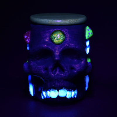 Pulsar Third Eye Shroom Skull Glass Jar - 4.25" - Headshop.com