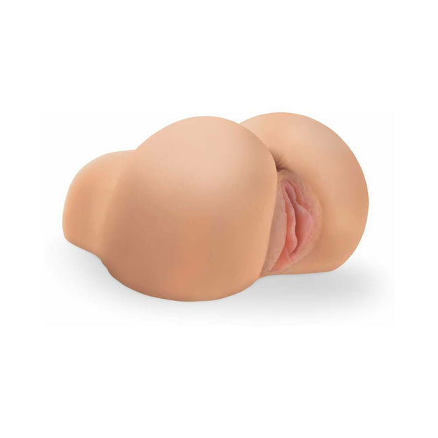 PDX Dirty Talk Interactive Mini Fuck Me Silly Rechargeable Vibrating Dual-Entry Masturbator Beige - Headshop.com