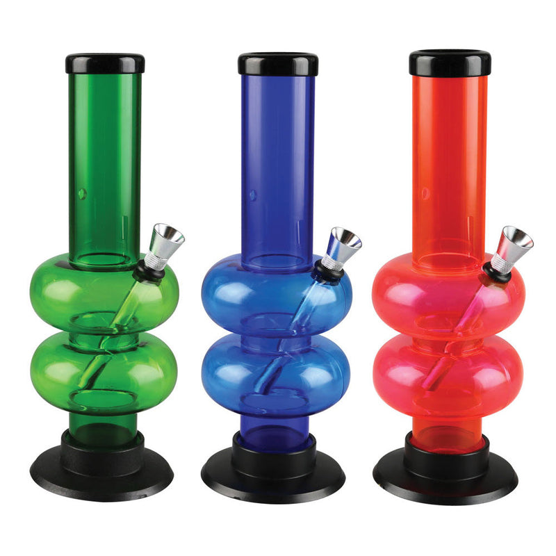 Acrylic Double Bubble Water Pipe - 9" / Colors Vary - Headshop.com