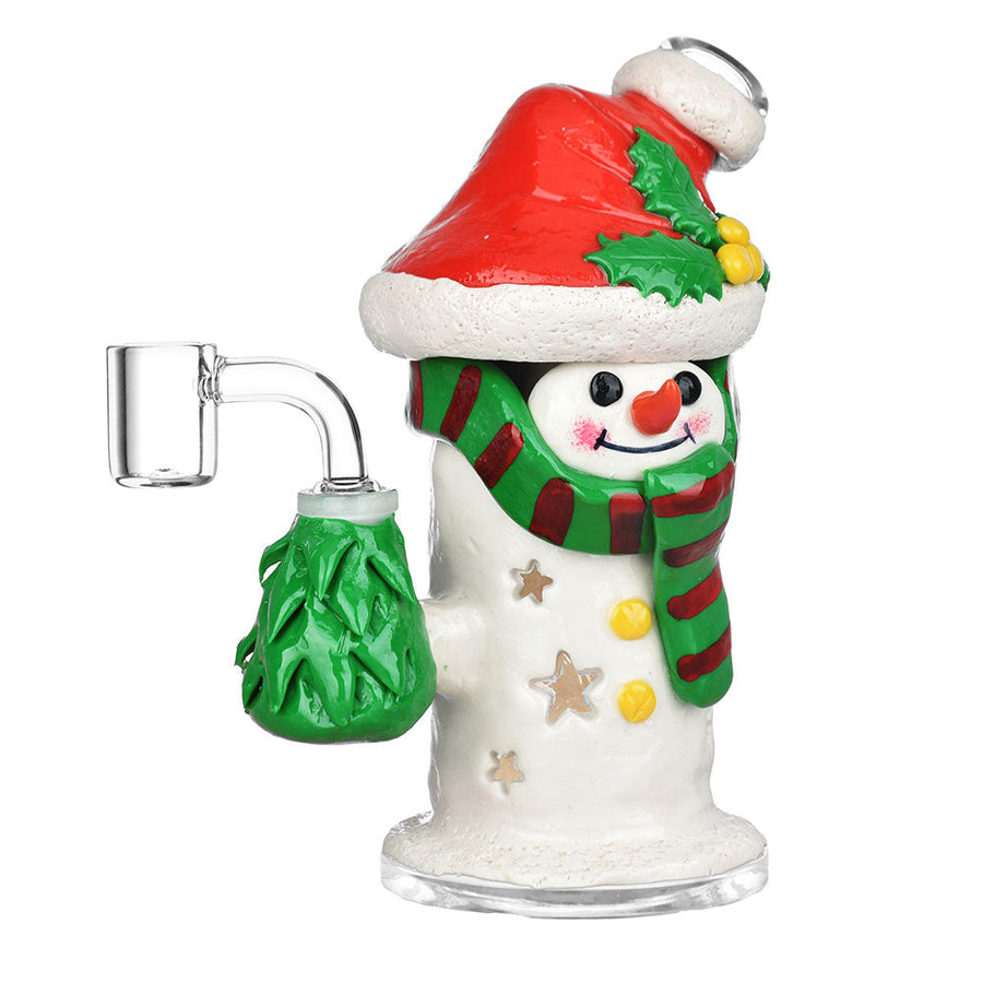 Snowman Glass Glow in the dark Dab Rig - 6.75" / 14mm F - Headshop.com