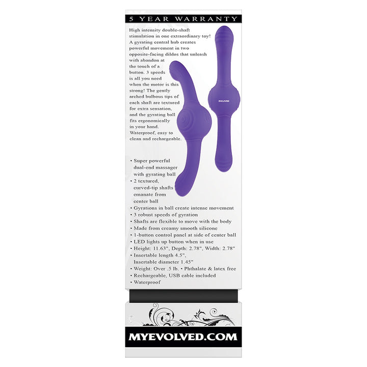 Evolved Our Gyro Vibe Rechargeable Dual Ended Gyrating Silicone Vibrator Purple - Headshop.com