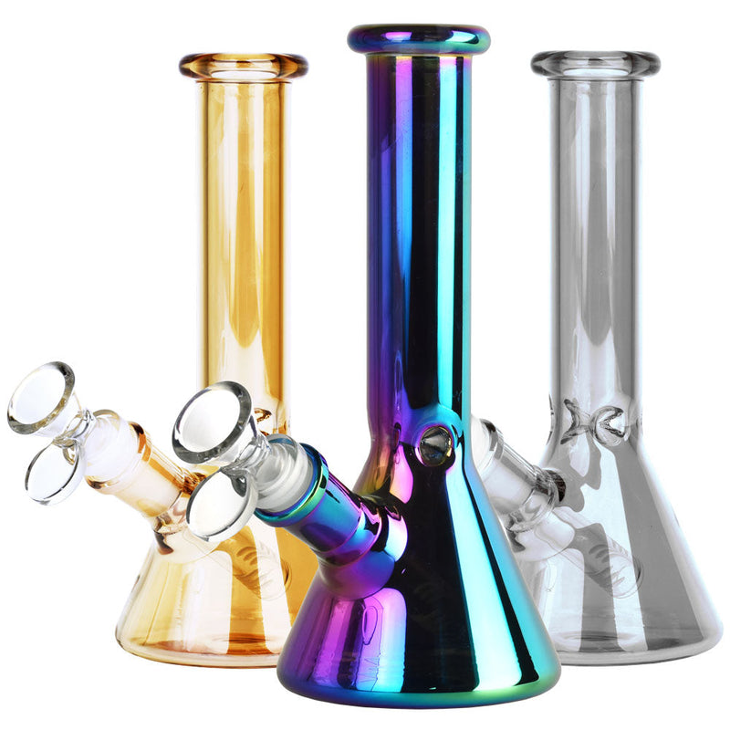 Oil Slick Beaker Water Pipe - 8" / 14mm F / Colors Vary - Headshop.com