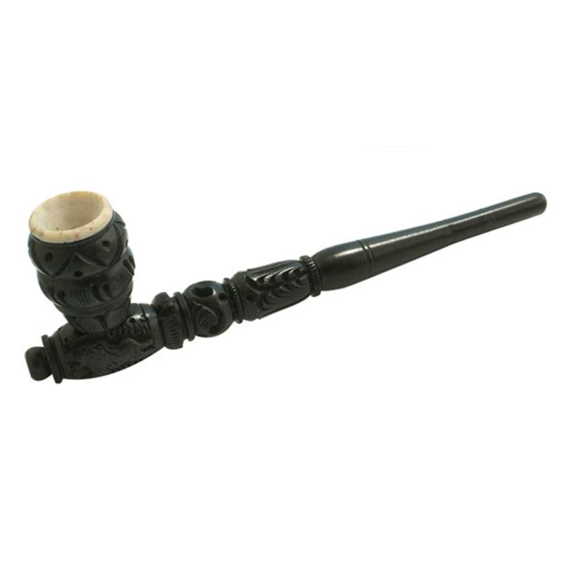 Wooden Pipe w/ Wood & Stone Bowl | 8 Inch - Headshop.com