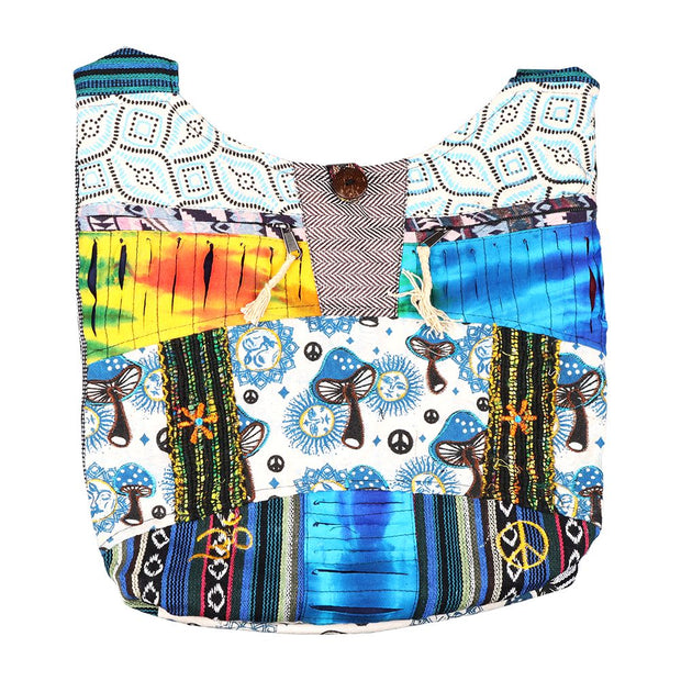 ThreadHeads Mushroom Sun Aztec Razor-Cut Patchwork Shoulder Sling Bag - 15"x15" - Headshop.com