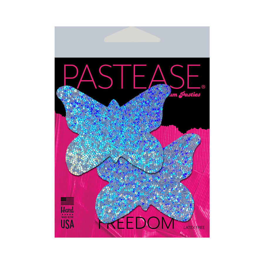 Pastease Butterfly: Baby Blue Glitter Butterflies Nipple Pasties - Headshop.com