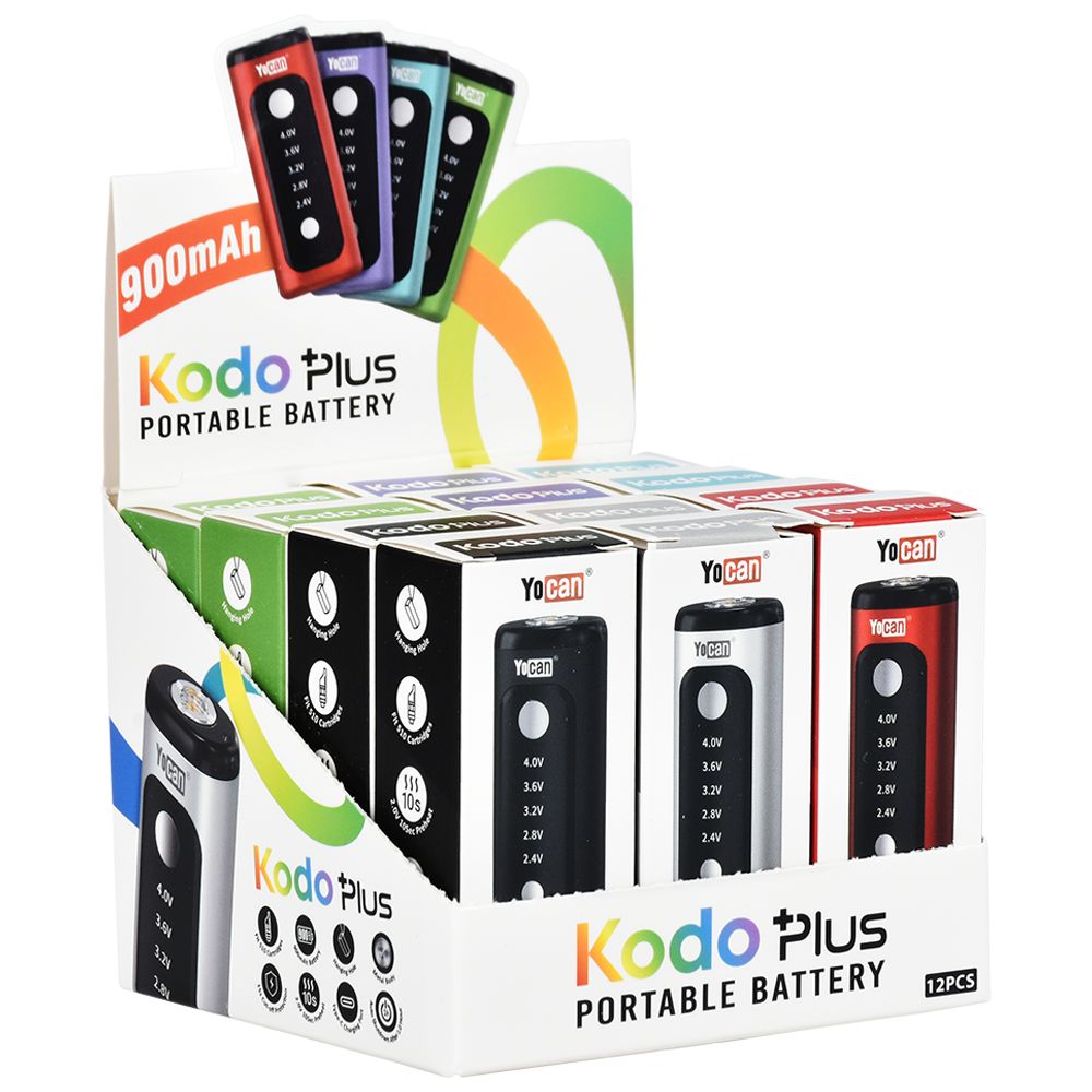 Yocan Kodo Plus Variable Voltage 510 Cart Vape Battery | 900mAh | 12ct - Headshop.com