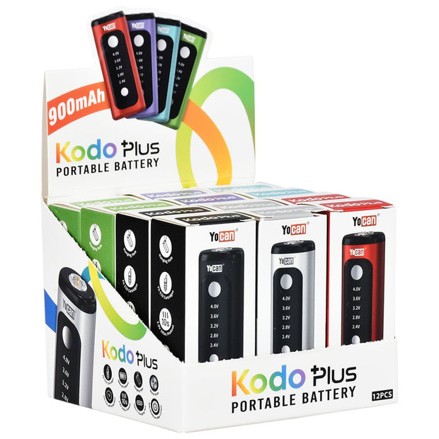 Yocan Kodo Plus Variable Voltage 510 Cart Vape Battery | 900mAh | 12ct - Headshop.com