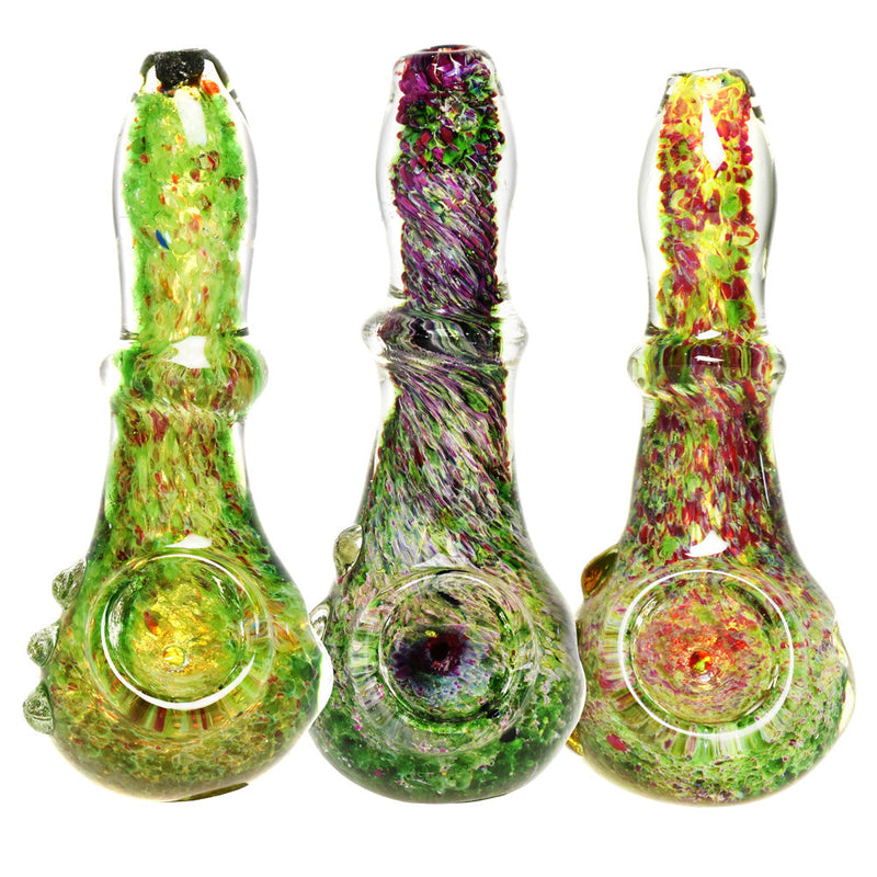 Swamp Bottom Fritted Hand Pipe w/ Marbles - 4.5"/Colors Vary - Headshop.com