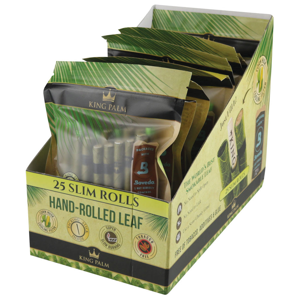 King Palm Hand Rolled Leaf - 25ct / Slim - 8PC DISPLAY - Headshop.com