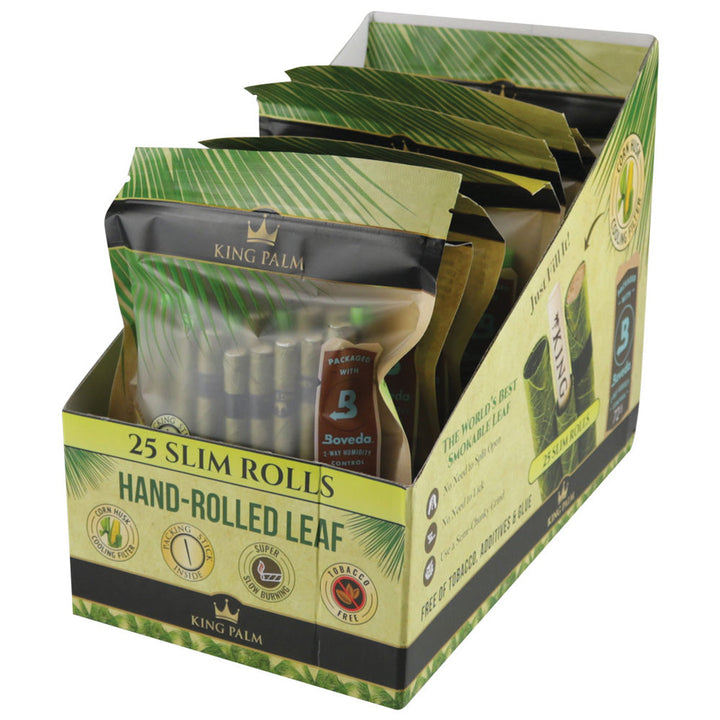 King Palm Hand Rolled Leaf - 25ct / Slim - 8PC DISPLAY - Headshop.com