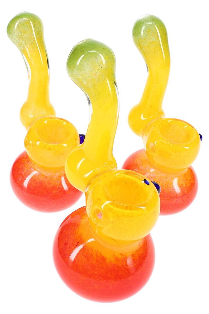 Rasta Frit Sherlock Glass Bubbler “Sunset Sway” – 5½″ - Headshop.com