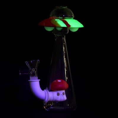 UFO Glass & Silicone GID Water Pipe - 7"/14mm F/Colors Vary - Headshop.com