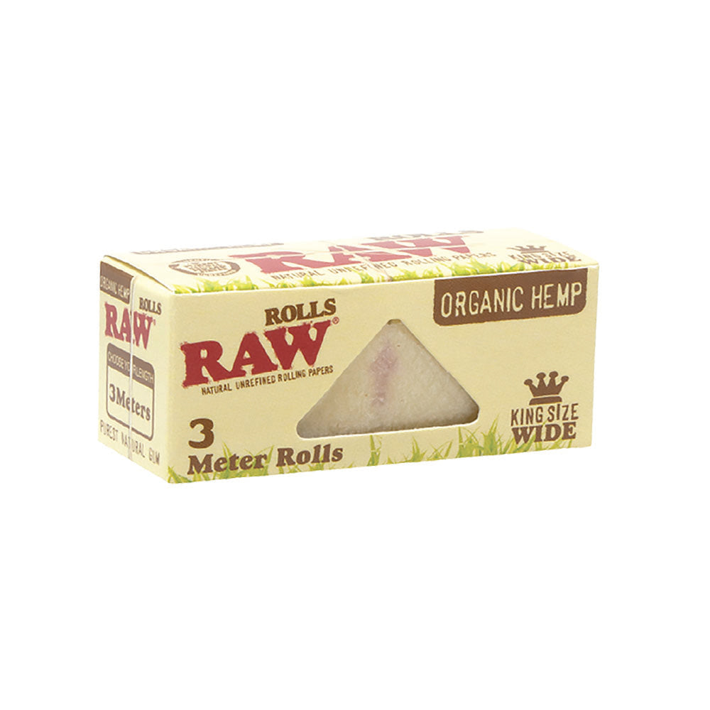12PC DISP- RAW Organic Hemp Rolls Rolling Paper -3m/King Size Wide - Headshop.com