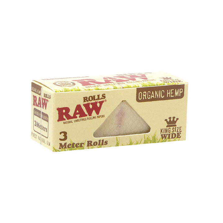 12PC DISP- RAW Organic Hemp Rolls Rolling Paper -3m/King Size Wide - Headshop.com