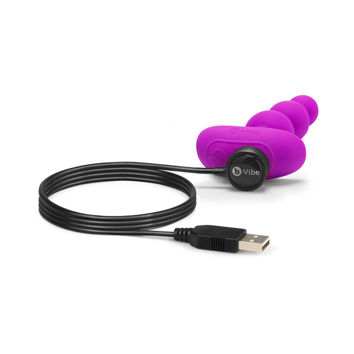 b-Vibe Triplet Rechargeable Remote-Controlled Vibrating Anal Beads Plug Fuchsia - Headshop.com