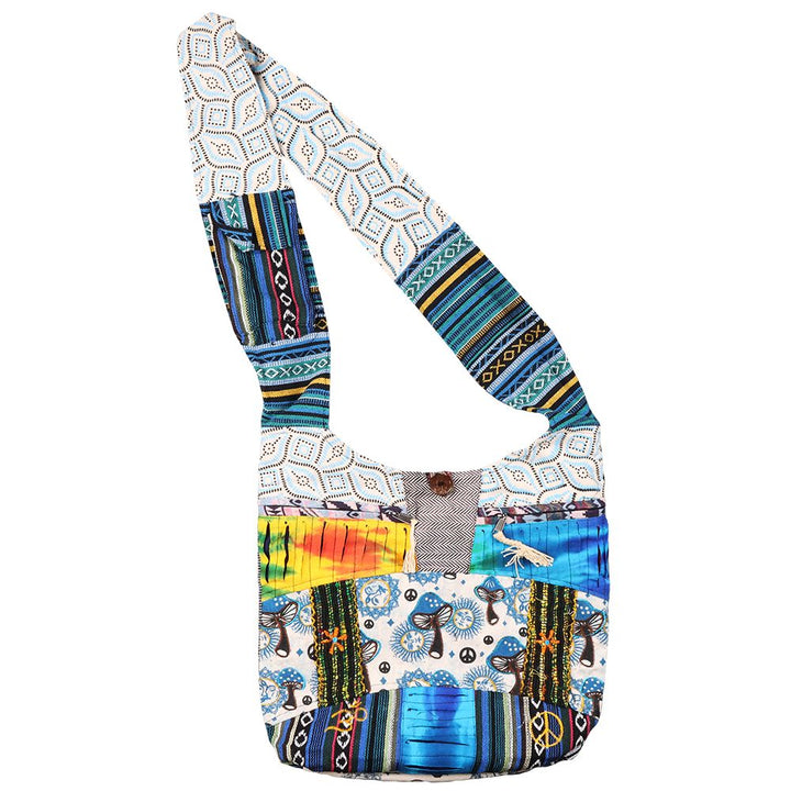ThreadHeads Mushroom Sun Aztec Razor-Cut Patchwork Shoulder Sling Bag - 15"x15" - Headshop.com