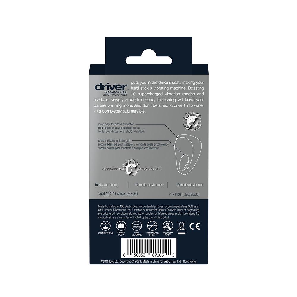 VeDO Driver Rechargeable Vibrating C-Ring Black - Headshop.com