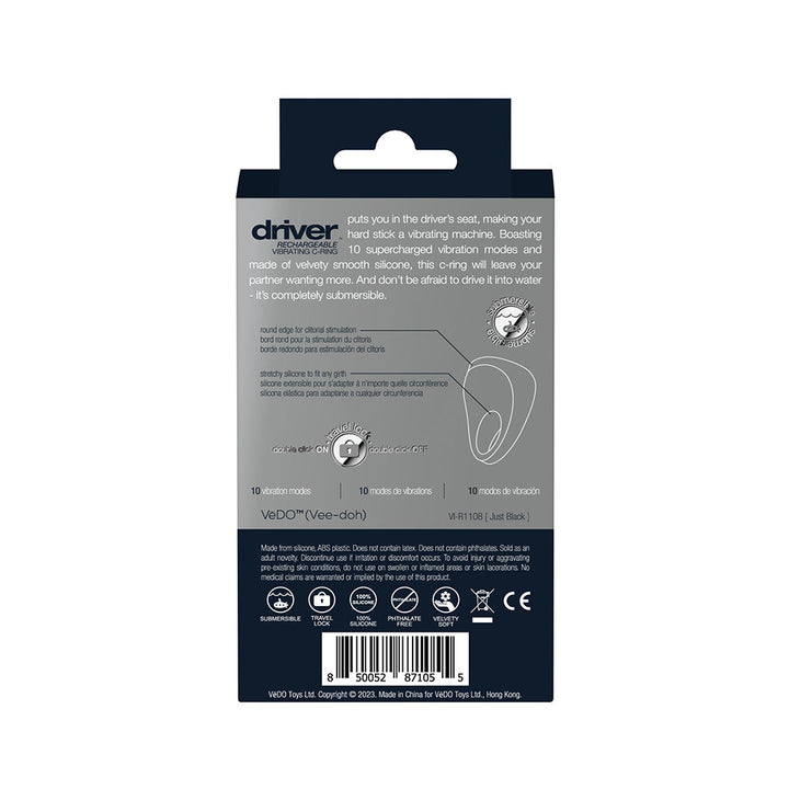 VeDO Driver Rechargeable Vibrating C-Ring Black - Headshop.com
