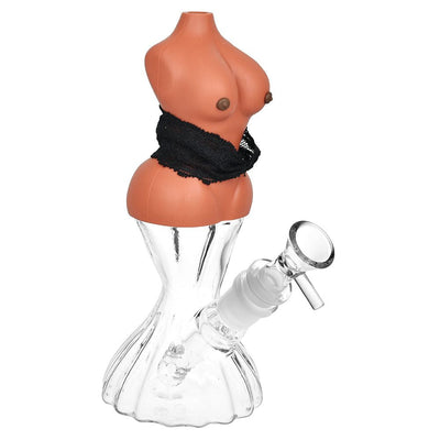 Buxom Body w/ Removable Bra Glass & Silicone Water Pipe - 8" / 14mm F / Colors Vary - Headshop.com