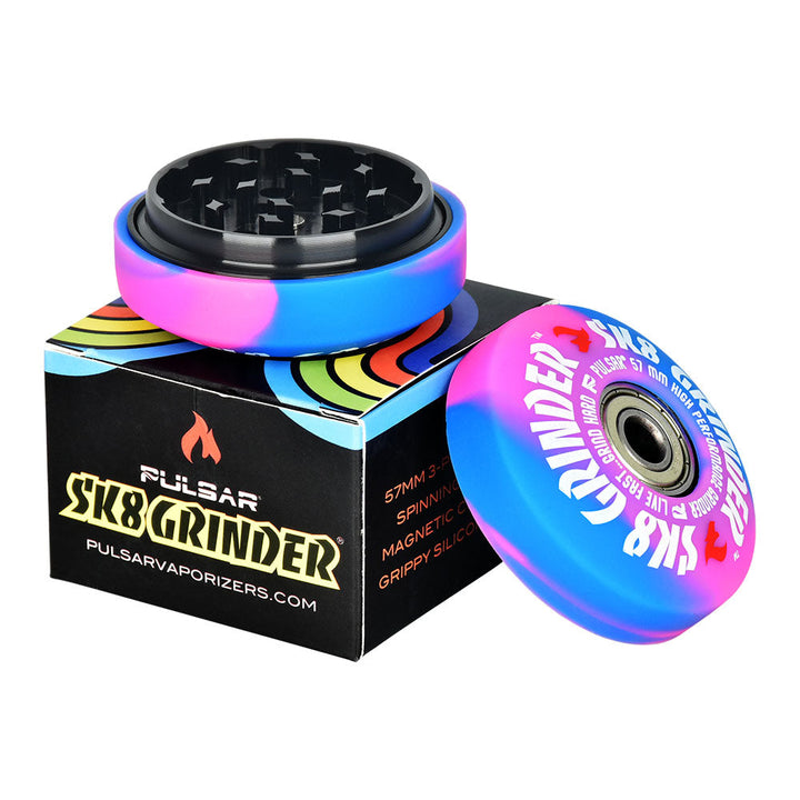 Pulsar SK8 Grinder | 3pc | 2.2"| Swirl Colors | 6pc Display - Headshop.com