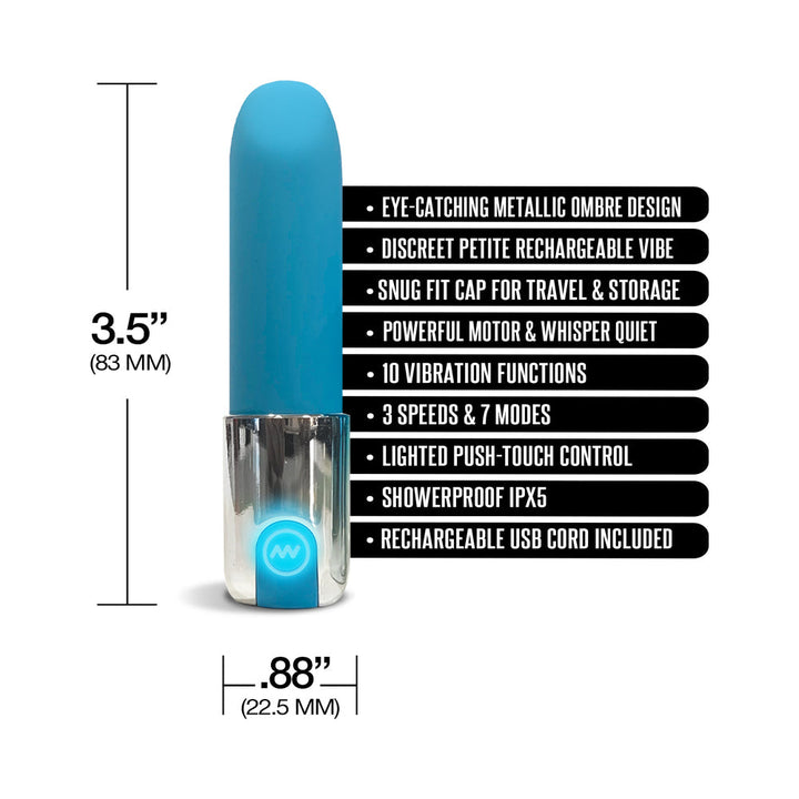 Nixie Smooch Rechargeable Lipstick Vibrator Blue Ombre - Headshop.com