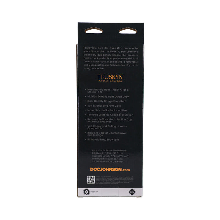 Signature Cocks Owen Gray 9 in. TRUSKYN Silicone Dildo with Vac-U-Lock Suction Cup - Headshop.com