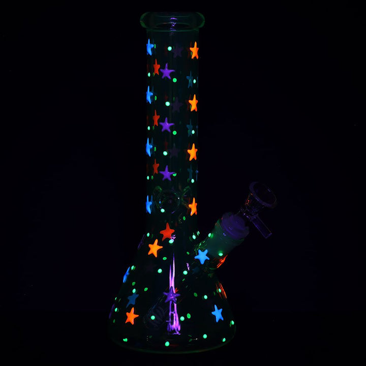 3CT BUNDLE - SeshGear Shining Star Beaker Glass Water Pipe - 10" / 14mm F / Assorted Colors
