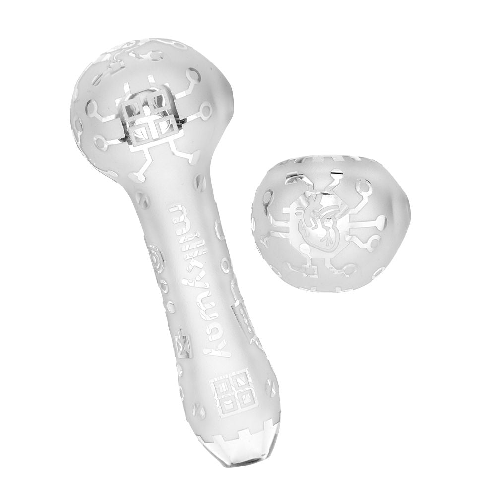 Milkyway Circuitboard Etched Glass Spoon Pipe - 4.25" / Clear - Headshop.com