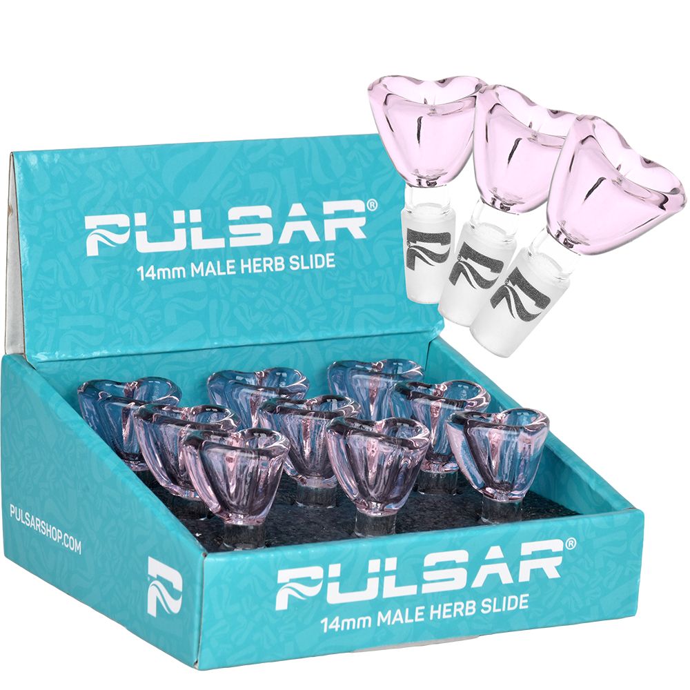 Pulsar Heart-Shaped Bowl Herb Slide - 14mm M / Pink 9ct - Headshop.com