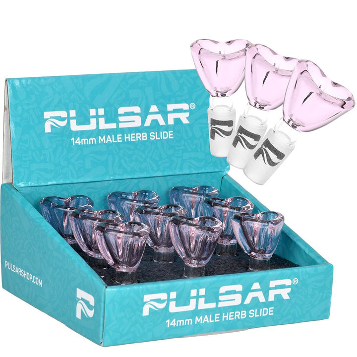 Pulsar Heart-Shaped Bowl Herb Slide - 14mm M / Pink 9ct - Headshop.com