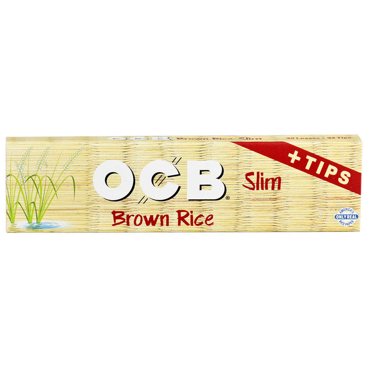 24PC DISPLAY - OCB Brown Rice Rolling Papers W/ Tips - Headshop.com