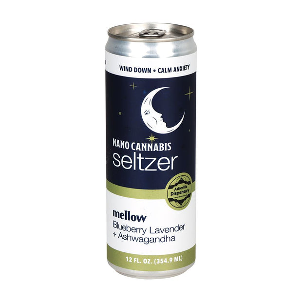 24CT CASE - Asheville Dispensary Nano Cannabis D9 Mellow Seltzer - 12oz / 30mg / Blueberry Lavender / Ashwagandha