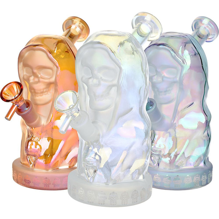 Hooded Skull Glass Water Pipe - 7.25" / 14mm F - Headshop.com