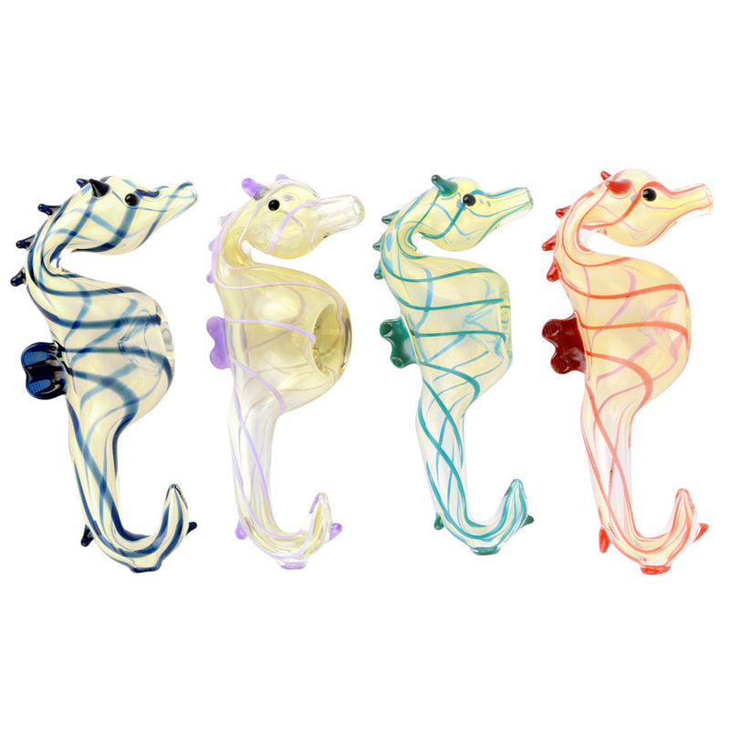 Seahorse Glass Hand Pipe - 4.75" / Colors Vary - Headshop.com