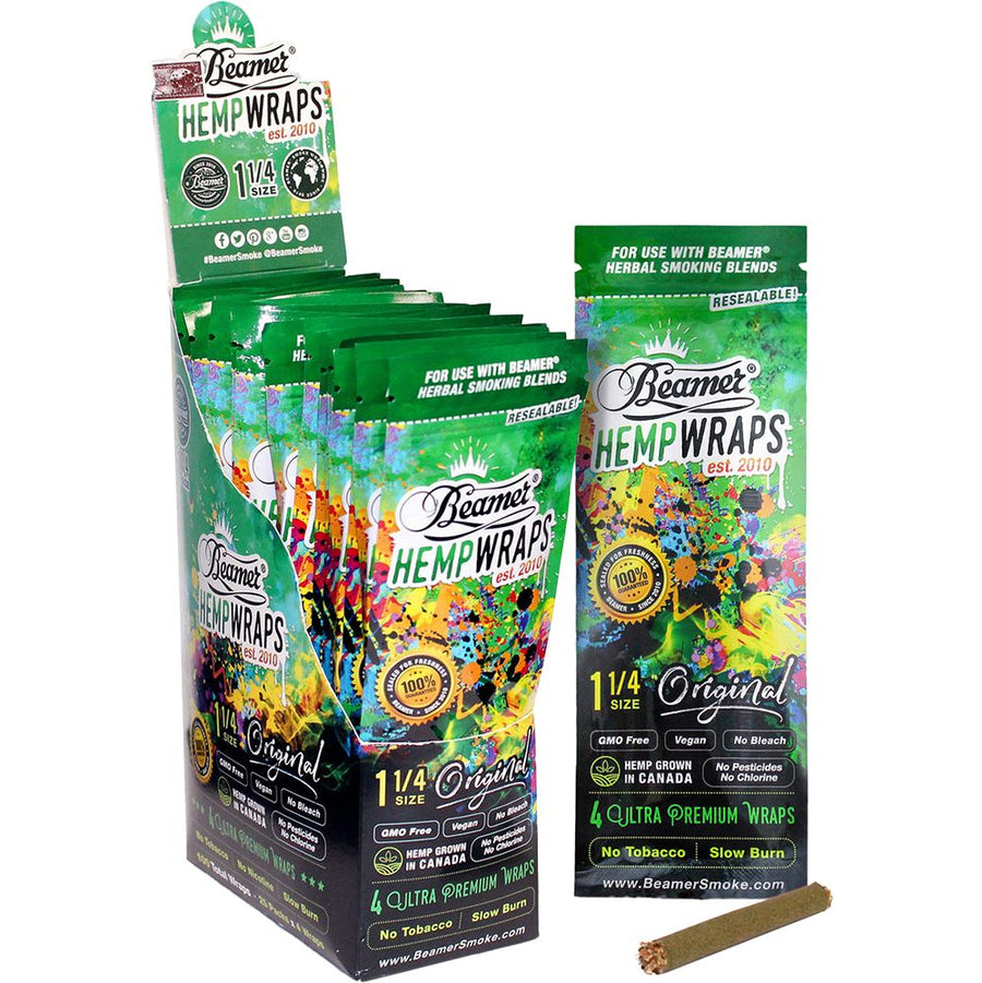 25PK DISPLAY - Beamer Ultra Premium Natural Vegan Hemp Wraps - Original / 1 1/4 / 4pc - Headshop.com