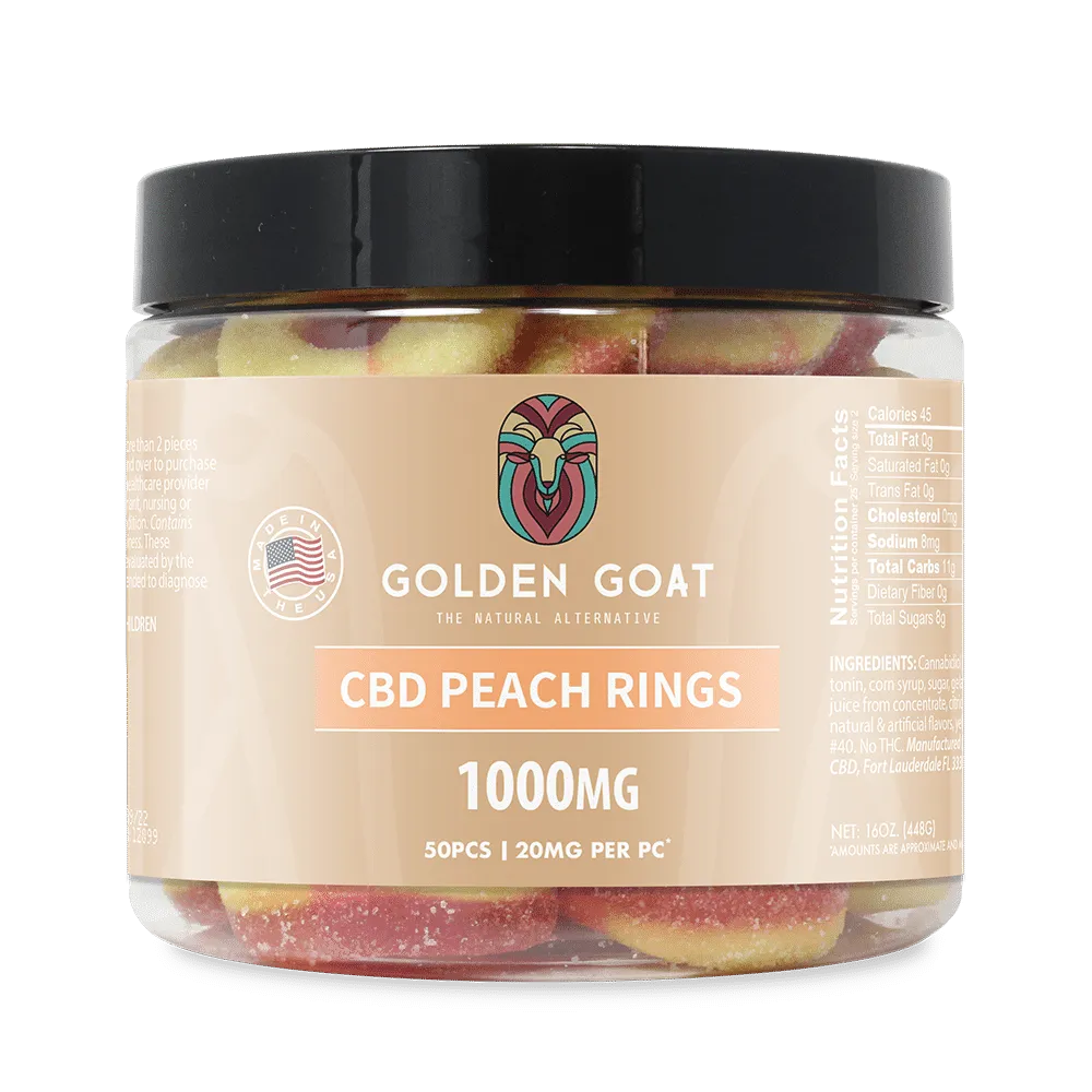 CBD Gummies 1000MG - Peach Rings - Headshop.com