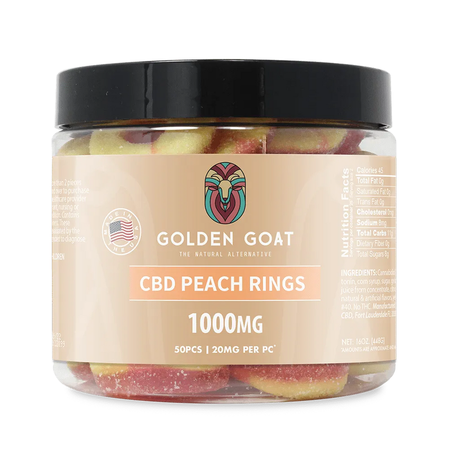 CBD Gummies 1000MG - Peach Rings - Headshop.com
