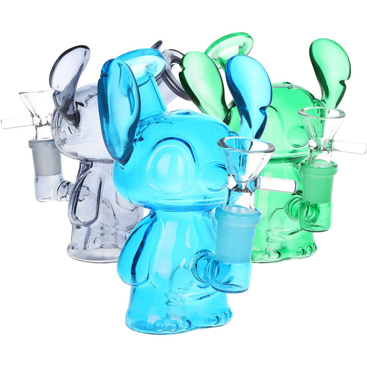 3CT BUNDLE - Ohana Friend Glass Water Pipe - 5" / 14mm F / Green, Blue, Smoke