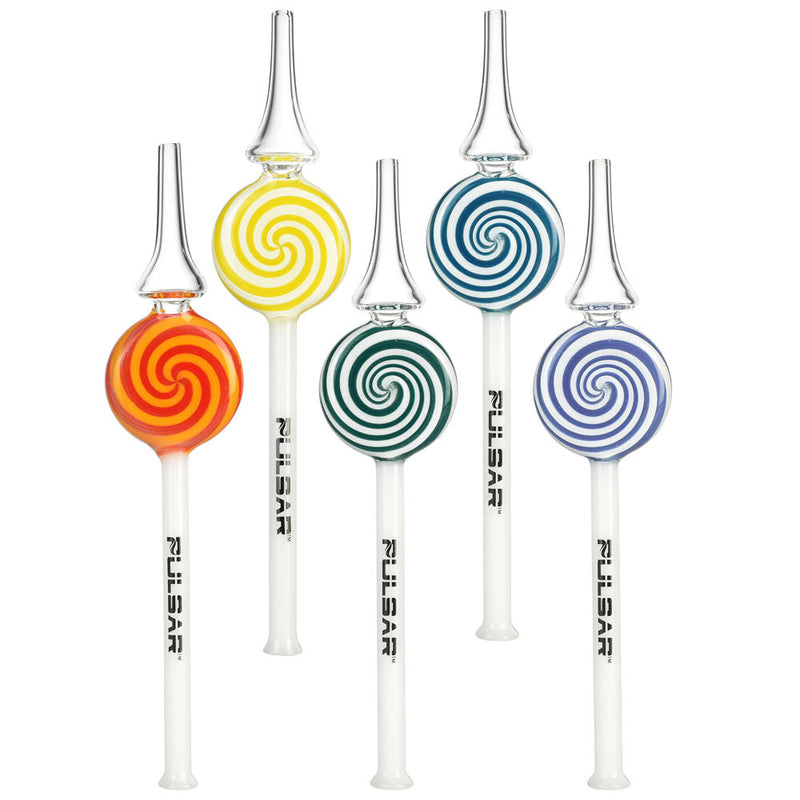 5PC SET - Pulsar Glass Lollipop Dab Straw - 9" / Assorted - Headshop.com