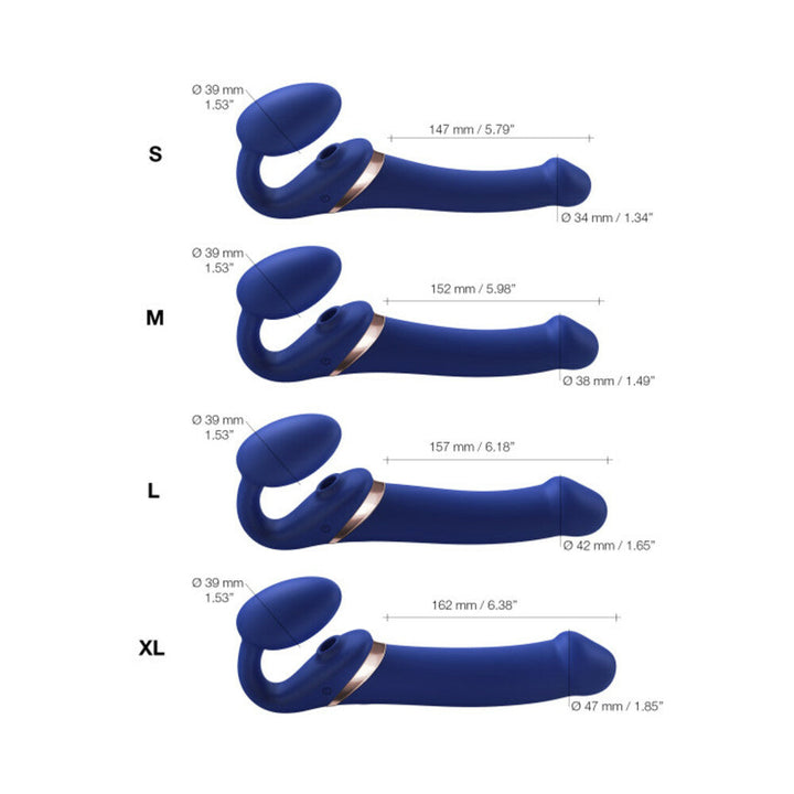 Strap-On-Me Rechargeable Remote-Controlled Multi Orgasm Bendable Strap-On Night Blue XL - Headshop.com