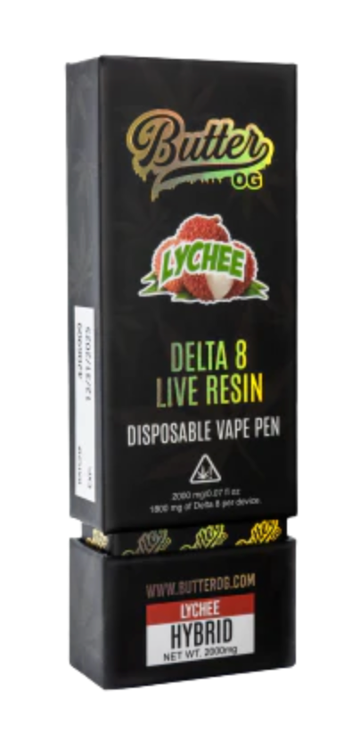 Butter OG Delta 8 Live Resin Disposable Vape 2G - Lychee (Hybrid) - Headshop.com