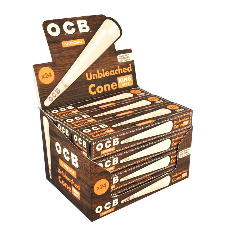 12PC DISPLAY - OCB Virgin Unbleached Cones - Headshop.com