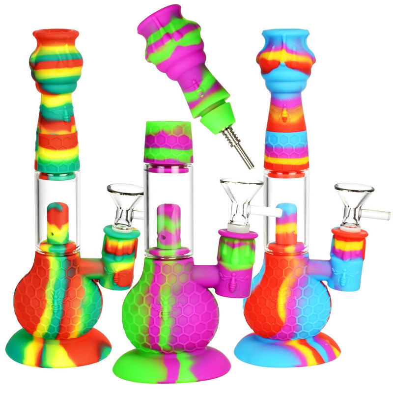 Honey Bee 2 in 1 Water Pipe/Dab Straw- 9"/14mm F/Colors Vary - Headshop.com