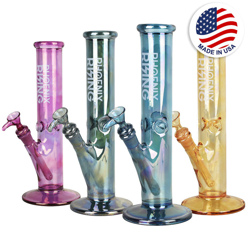 Phoenix Rising Shine Straight Wide Water Pipe - 12"/14mm F/Clrs Vry - Headshop.com