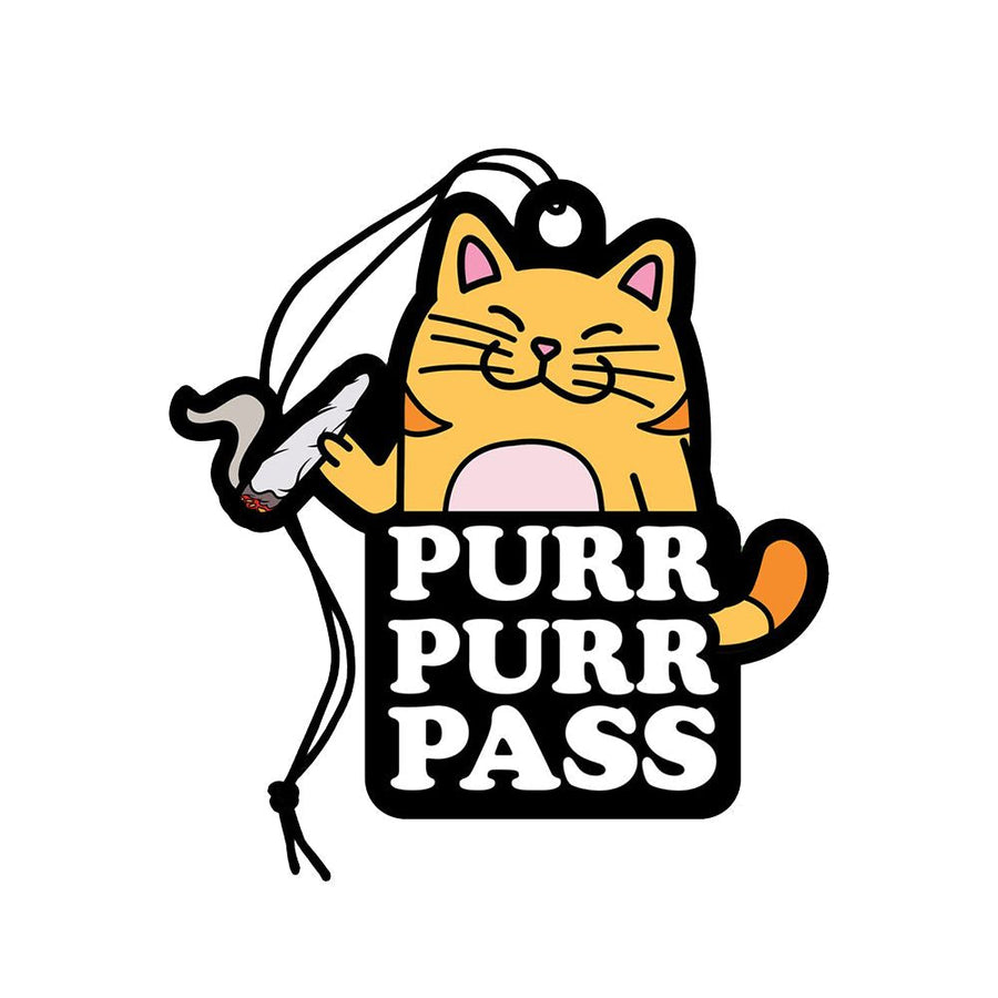 Wood Rocket Car Air Freshener - Purr Purr Pass / Grass Scent / 3.5"x3.5" - Headshop.com