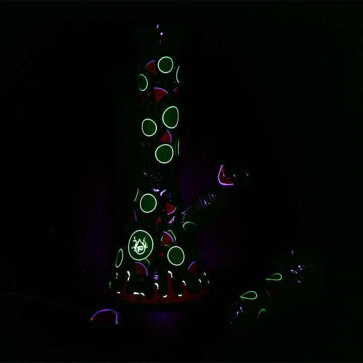 Pulsar Fruit Series Watermelon Zkittles Herb Pipe Glow Duo - 10" / 14mm F - Headshop.com