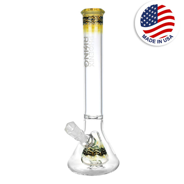 Phoenix Rising Silver Fumed Pyramid Beaker Water Pipe - 16"/14mm F - Headshop.com