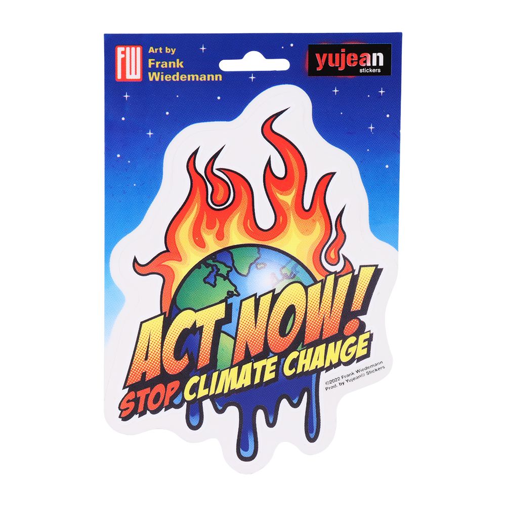 Frank Weidemann Act Now! Stop Climate Change Die-Cut Sticker by Yujean - Headshop.com