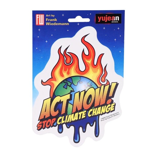 Frank Weidemann Act Now! Stop Climate Change Die-Cut Sticker by Yujean - Headshop.com