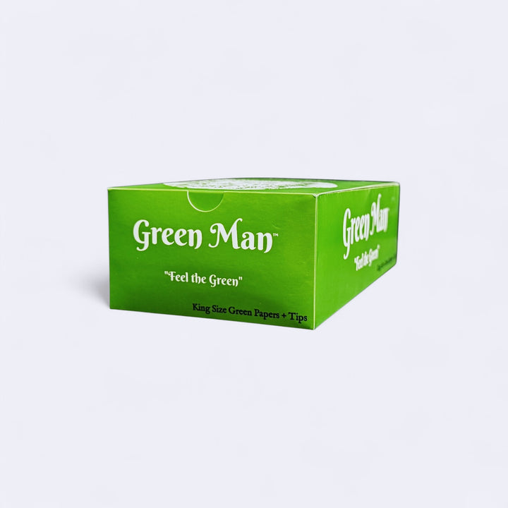 Green Man King Size Green Rice Papers with Pre-Rolled Tips Box - Headshop.com